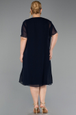 Midi Navy Blue Plus Size Evening Gown ABK2596