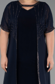 Midi Navy Blue Plus Size Evening Gown ABK2596