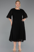Midi Black Chiffon Plus Size Evening Dress ABK2677