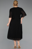 Midi Black Chiffon Plus Size Evening Dress ABK2677