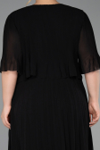 Midi Black Chiffon Plus Size Evening Dress ABK2677