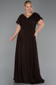 Long Brown Chiffon Formal Plus Size Dress ABU1562