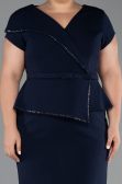 Midi Navy Blue Plus Size Cocktail Dress ABK2669