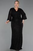 Long Black Beaded Plus Size Evening Gown ABU6501