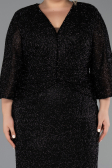Long Black Beaded Plus Size Evening Gown ABU6501