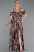 Long Brown Plus Size Evening Gown ABU6409