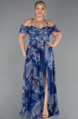 Long Navy Blue Plus Size Evening Gown ABU6409