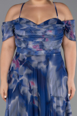 Long Navy Blue Plus Size Evening Gown ABU6409