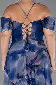 Long Navy Blue Plus Size Evening Gown ABU6409