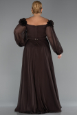 Long Brown Chiffon Formal Plus Size Dress ABU4131