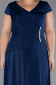 Long Navy Blue Formal Plus Size Dress ABU6410