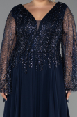 Long Navy Blue Chiffon Oversized Evening Dress ABU6434