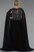 Long Black Chiffon Plus Size Evening Gown ABU6435