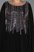 Long Black Chiffon Plus Size Evening Gown ABU6435