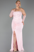Long Powder Color Dantelle Formal Plus Size Dress ABU6364