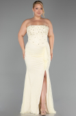 Long Yellow Dantelle Formal Plus Size Dress ABU6364