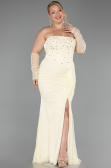 Long Yellow Dantelle Formal Plus Size Dress ABU6364