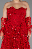 Long Red Plus Size Engagement Dress ABU5660