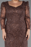 Long Brown Beaded Plus Size Evening Gown ABU5388