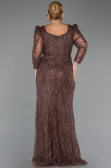 Long Brown Beaded Plus Size Evening Gown ABU5388