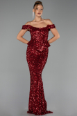Long Burgundy Scaly Evening Dress ABU6359