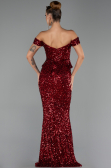 Long Burgundy Scaly Evening Dress ABU6359