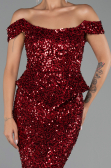 Long Burgundy Scaly Evening Dress ABU6359