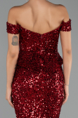 Long Burgundy Scaly Evening Dress ABU6359