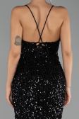 Long Black Scaly Evening Dress ABU6498