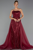 Long Burgundy Beaded Evening Dress ABU5511