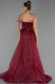 Long Burgundy Beaded Evening Dress ABU5511