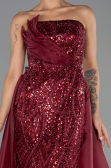 Long Burgundy Beaded Evening Dress ABU5511