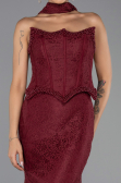 Long Burgundy Dantelle Evening Dress ABU6487