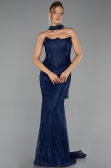 Long Navy Blue Dantelle Evening Dress ABU6487