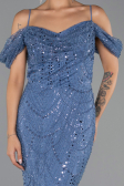 Long Indigo Beaded Evening Dress ABU6190