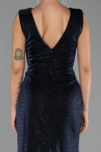 Long Navy Blue Stony Evening Dress ABU6521