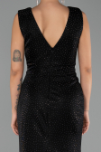 Long Black Stony Evening Dress ABU6521
