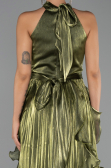 Long Oil Green Chiffon Prom Gown ABU6227