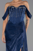 Long Navy Blue Chiffon Evening Dress ABU6496