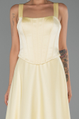 Long Yellow Satin Evening Dress ABU6527
