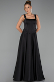 Long Black Satin Evening Dress ABU6527