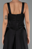 Long Black Satin Evening Dress ABU6527