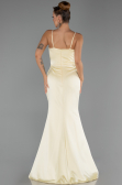 Long Yellow Satin Prom Gown ABU6499