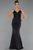 Long Black Satin Prom Gown ABU6499