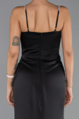 Long Black Satin Prom Gown ABU6499