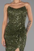 Long Olive Drab Scaly Evening Dress ABU6503