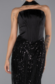 Long Black Scaly Evening Dress ABU6528
