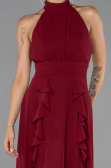 Long Burgundy Chiffon Prom Gown ABU6506