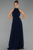 Long Navy Blue Chiffon Prom Gown ABU6506