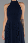 Long Navy Blue Chiffon Prom Gown ABU6506